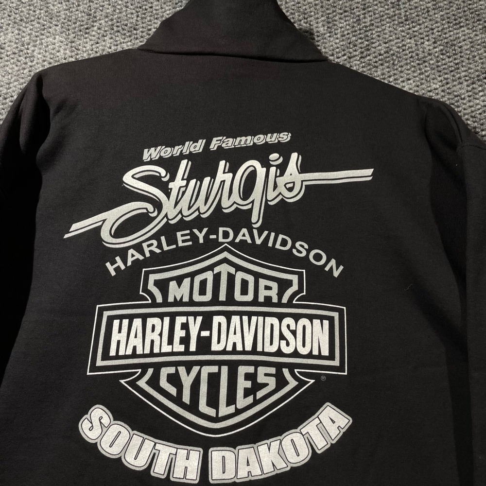 Vintage 2002 Harley-Davidson Sturgis South Dakota Quarter Zip Sweatshirt XL Blck